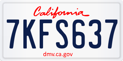 CA license plate 7KFS637