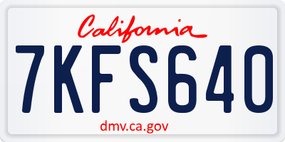 CA license plate 7KFS640