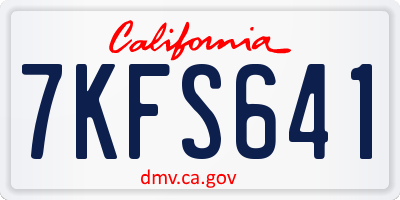 CA license plate 7KFS641