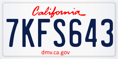 CA license plate 7KFS643