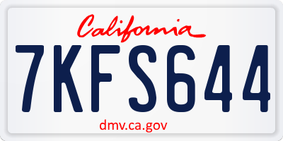 CA license plate 7KFS644