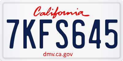 CA license plate 7KFS645