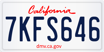 CA license plate 7KFS646