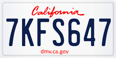 CA license plate 7KFS647