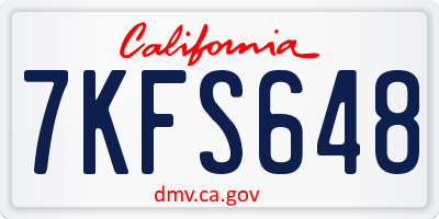 CA license plate 7KFS648