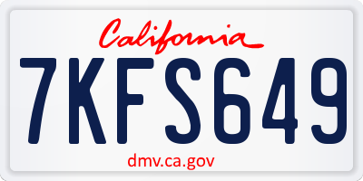 CA license plate 7KFS649