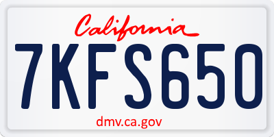 CA license plate 7KFS650