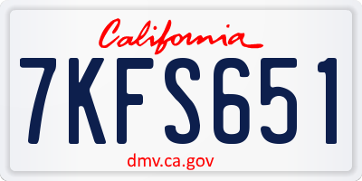 CA license plate 7KFS651