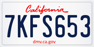 CA license plate 7KFS653