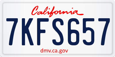 CA license plate 7KFS657