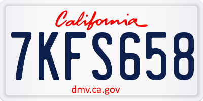 CA license plate 7KFS658