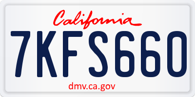 CA license plate 7KFS660