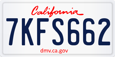CA license plate 7KFS662