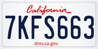 CA license plate 7KFS663