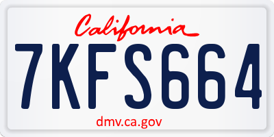 CA license plate 7KFS664