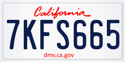 CA license plate 7KFS665