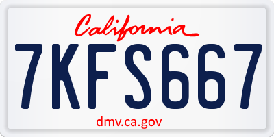 CA license plate 7KFS667