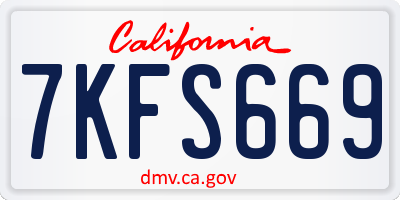 CA license plate 7KFS669