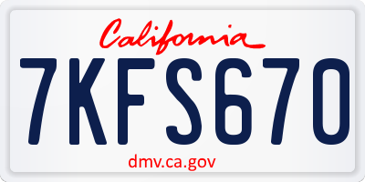 CA license plate 7KFS670
