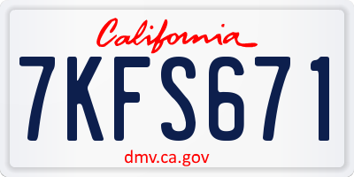 CA license plate 7KFS671