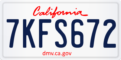 CA license plate 7KFS672