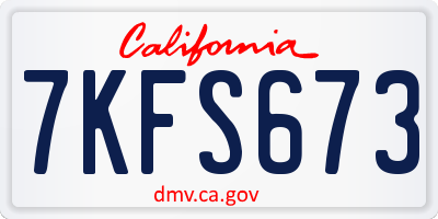 CA license plate 7KFS673