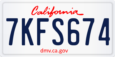 CA license plate 7KFS674