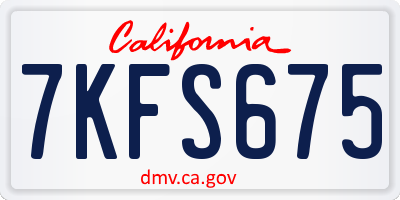 CA license plate 7KFS675