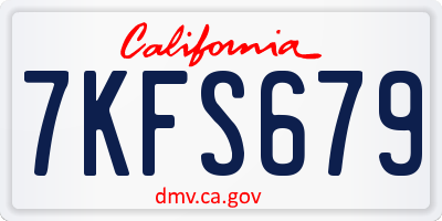 CA license plate 7KFS679