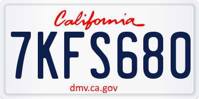 CA license plate 7KFS680