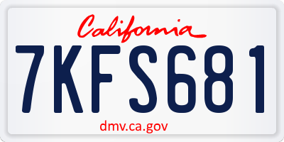 CA license plate 7KFS681