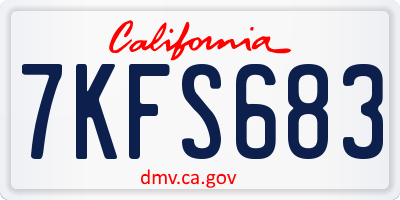 CA license plate 7KFS683