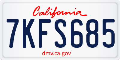 CA license plate 7KFS685