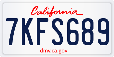 CA license plate 7KFS689