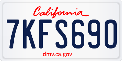 CA license plate 7KFS690