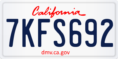 CA license plate 7KFS692