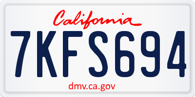 CA license plate 7KFS694