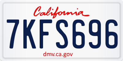 CA license plate 7KFS696