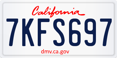 CA license plate 7KFS697