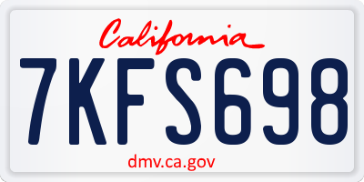 CA license plate 7KFS698