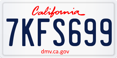 CA license plate 7KFS699