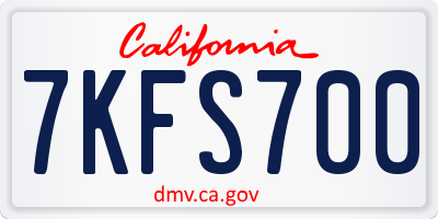 CA license plate 7KFS700