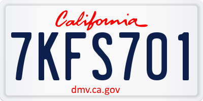 CA license plate 7KFS701