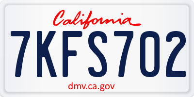 CA license plate 7KFS702