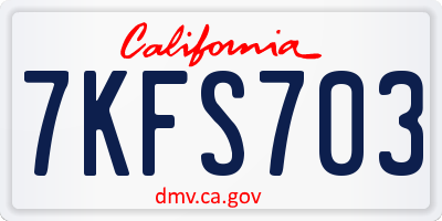 CA license plate 7KFS703