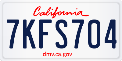 CA license plate 7KFS704