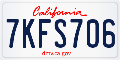 CA license plate 7KFS706