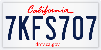 CA license plate 7KFS707