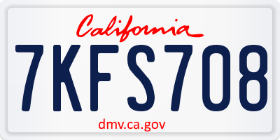 CA license plate 7KFS708