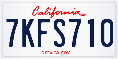 CA license plate 7KFS710